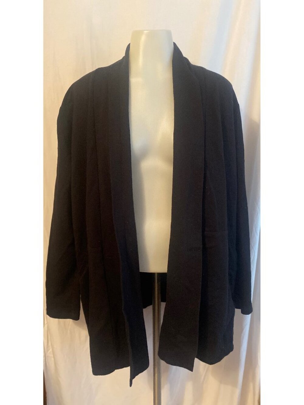 Xersion Black Cotton Blend Shawl Collar Open Front Cardigan Jacket